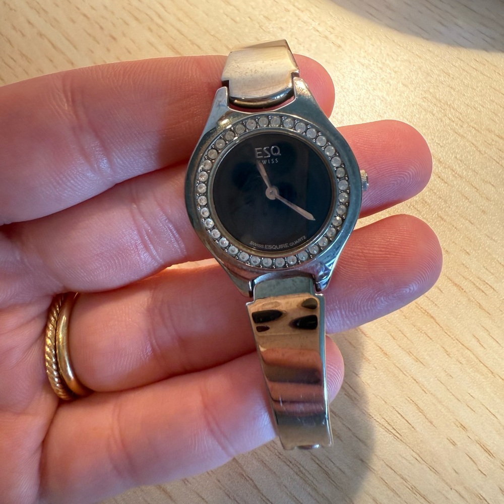 ESQ Esquire Swiss Women’s Tiny Vintage Watch - Silver with Crystal Detail